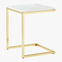 Smart Brass C Table With White Marble Top 7 Smart Brass C Table With White Marble Top -Optimal Furniture Store SmartMarbleBrassCTable3QS18