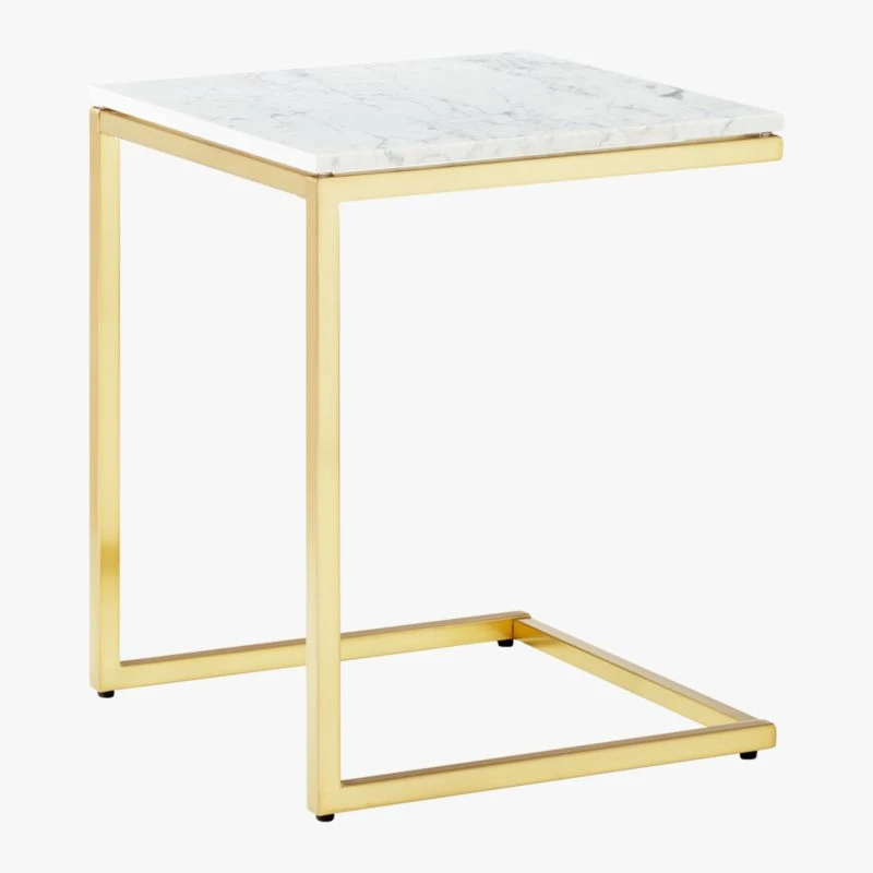 Smart Brass C Table With White Marble Top 3 Smart Brass C Table With White Marble Top - Image 3