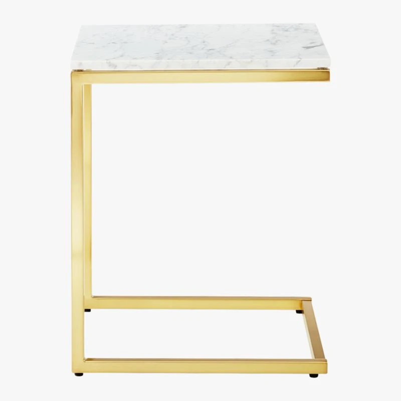 Smart Brass C Table With White Marble Top 2 Smart Brass C Table With White Marble Top - Image 2