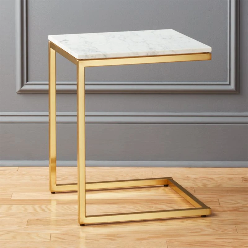Smart Brass C Table With White Marble Top 1 Smart Brass C Table With White Marble Top