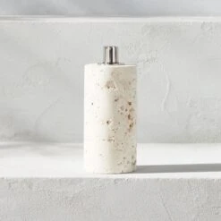 Somerset White Travertine Oil Lamp Small
