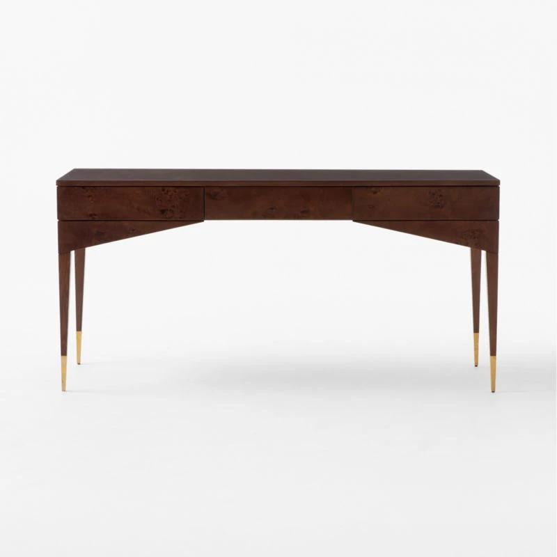 Spillo 2-Drawer Brown Burl Wood Desk 2 Spillo 2-Drawer Brown Burl Wood Desk - Image 2