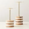 Stacked Marble And Brass Pillar Candle Holders Set Of 2