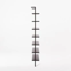 Stairway Wide Black Metal Wall Mount Bookshelf 96'' -Optimal Furniture Store Stairway96inWdShelvesBlkSDSSF21