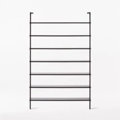 Stairway Wide Black Metal Wall Mount Bookshelf 96'' -Optimal Furniture Store Stairway96inWdShelvesBlkSOSSF21