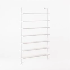 Stairway Wide White Metal Wall Mount Bookshelf 96'' -Optimal Furniture Store Stairway96inWdShelvesWht3QSSF21
