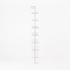 Stairway Wide White Metal Wall Mount Bookshelf 96'' -Optimal Furniture Store Stairway96inWdShelvesWhtSDSSF21
