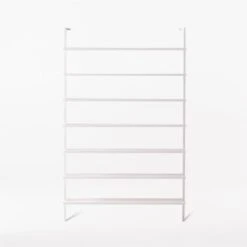 Stairway Wide White Metal Wall Mount Bookshelf 96'' -Optimal Furniture Store Stairway96inWdShelvesWhtSOSSF21