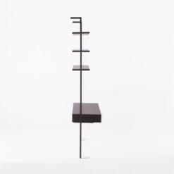 Stairway 2-Drawer Black Wall Mount Desk With Shelves 96'' -Optimal Furniture Store Stairway96inWideDeskBlkSDSSF21