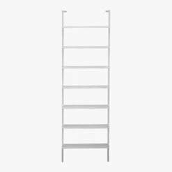 Stairway White Wall-Mounted Bookcase - 96" Height -Optimal Furniture Store StairwayBookcaseWhiteS12