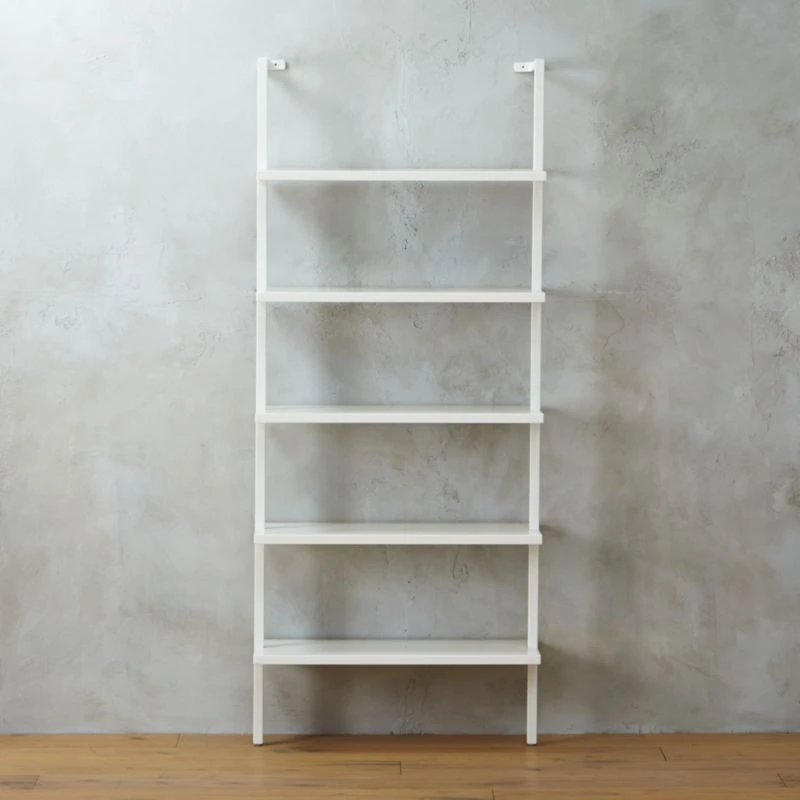 Stairway White Metal Wall Mount Bookshelf 72.5'' 1 Stairway White Metal Wall Mount Bookshelf 72.5''