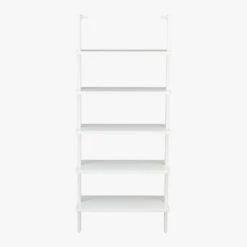Stairway White Metal Wall Mount Bookshelf 72.5'' 7 Stairway White Metal Wall Mount Bookshelf 72.5'' -Optimal Furniture Store StairwayBookcaseWhiteShortF15