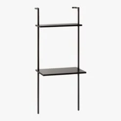 Stairway Black Wall Mount Desk With Shelf 72.5'' -Optimal Furniture Store StairwayDeskBlackShort3QFS18