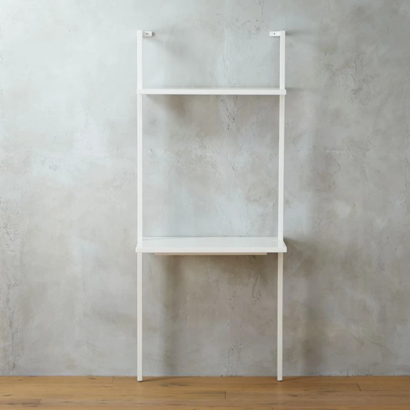 Stairway White Wall Mount Desk With Shelf 72.5'' 1 Stairway White Wall Mount Desk With Shelf 72.5''