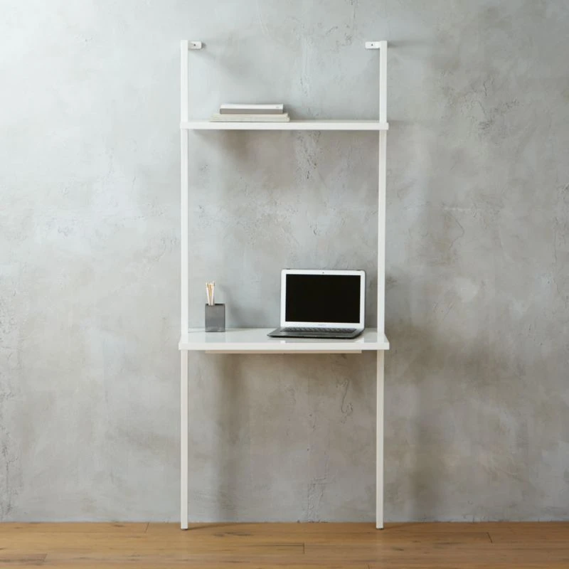 Stairway White Wall Mount Desk With Shelf 72.5'' 2 Stairway White Wall Mount Desk With Shelf 72.5'' - Image 2