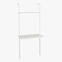 Stairway White Wall Mount Desk With Shelf 72.5'' 8 Stairway White Wall Mount Desk With Shelf 72.5'' -Optimal Furniture Store StairwayDeskWhiteShrt3QF15