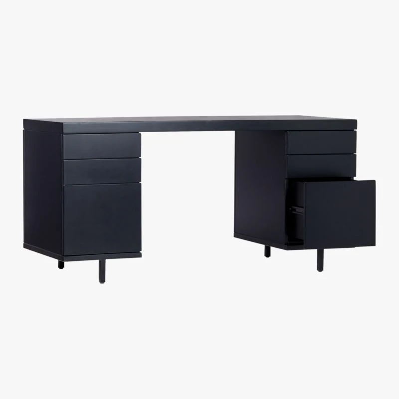 Stairway 6-Drawer Black Wood Desk 4 Stairway 6-Drawer Black Wood Desk - Image 4