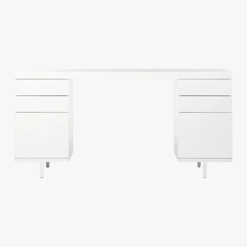 Stairway 6-Drawer White Wood Desk 2 Stairway 6-Drawer White Wood Desk - Image 2