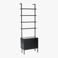 Stairway Black Cabinet - 96" Height 10 Stairway Black Cabinet - 96" Height -Optimal Furniture Store StairwayTallBlkCabinet3QS19