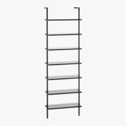 Stairway Black Metal Wall Mount Bookshelf 96'' -Optimal Furniture Store StairwayTallBookshelfBlk3QFS18