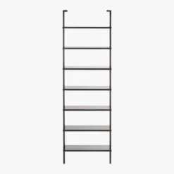 Stairway Black Metal Wall Mount Bookshelf 96'' -Optimal Furniture Store StairwayTallBookshelfBlkS18