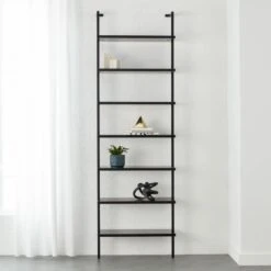 Stairway Black Metal Wall Mount Bookshelf 96'' -Optimal Furniture Store StairwayTallBookshelfBlkSHS18 1x1