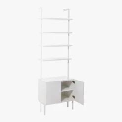 Stairway White Cabinet - 96" Height -Optimal Furniture Store StairwayTallWhtCabinet3QAVS19