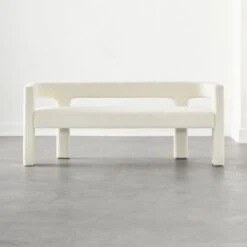 Stature Ivory Boucle Bench