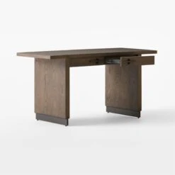 Stilt 2-Drawer Fumed Oak Wood Desk -Optimal Furniture Store StiltFumedOakDesk3QAVSSF22
