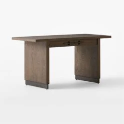 Stilt 2-Drawer Fumed Oak Wood Desk -Optimal Furniture Store StiltFumedOakDesk3QSSF22