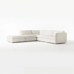 Stitch 4-Piece L-Shaped White Performance Fabric Sectional Sofa With Left Chaise -Optimal Furniture Store StitchNtrlSectRASfCrArlsOt3QF20