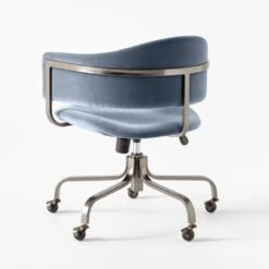 Stretta Blue Velvet Office Chair -Optimal Furniture Store StrettaBlueMtlOffcChair3QBSSS22