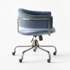 Stretta Blue Velvet Office Chair -Optimal Furniture Store StrettaBlueMtlOffcChairSDSSS22