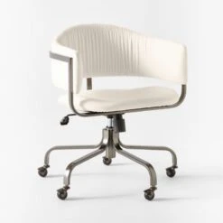 Stretta Ivory Velvet Office Chair -Optimal Furniture Store StrettaIvoryMtlOffcChair3QSSS22