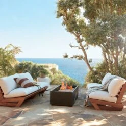 Rectangular Metal Fire Pit -Optimal Furniture Store SunsetTeakOutdoorLoveseatM21