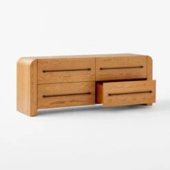 Sutton 4-Drawer White Oak Wood Dresser -Optimal Furniture Store SuttonOakLowDresser3QAVSSF23