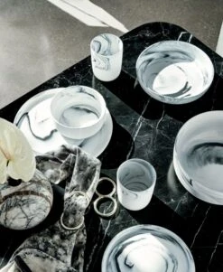 Swirl Black And White Serving Bowl -Optimal Furniture Store SwirlDinnerwareTieDyeMR20 2