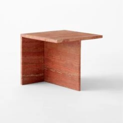 T Red Travertine Side Table Short -Optimal Furniture Store TMarbleRedSdTableShort3QSSF23
