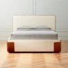 Tailor Ivory Linen And Leather Queen Bed