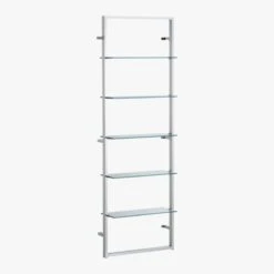 Tesso Chrome Metal Wall Mount Bookshelf -Optimal Furniture Store TessoBookcaseChrmGls3QF8