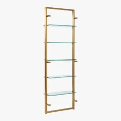 Tesso Brass Metal Wall Mount Bookshelf -Optimal Furniture Store TessoBrushedBrassBookcs3QBS20