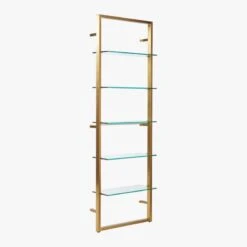 Tesso Brass Metal Wall Mount Bookshelf -Optimal Furniture Store TessoBrushedBrassBookcs3QS20