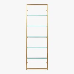 Tesso Brass Metal Wall Mount Bookshelf -Optimal Furniture Store TessoBrushedBrassBookcsSOS20