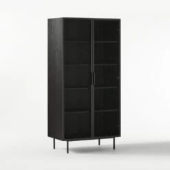 Trace Black Wire Bookcase -Optimal Furniture Store TraceBlkMeshDoorBookcase3QF20