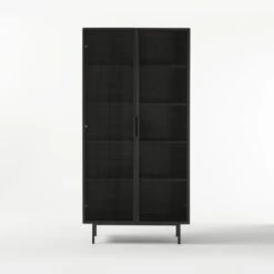 Trace Black Wire Bookcase -Optimal Furniture Store TraceBlkMeshDoorBookcaseSOF20