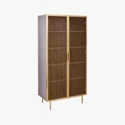 Trace Brass Wire Bookcase -Optimal Furniture Store TraceBrassMshDoorBookcase3QF19
