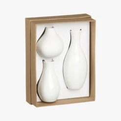 Trio White Porcelain Bud Vase Set Of 3 -Optimal Furniture Store TrioVasesWhiteAVF13