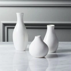 Trio White Porcelain Bud Vase Set Of 3