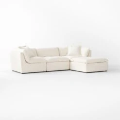 Turn 4-Piece Off-White Performance Velvet Sectional Sofa -Optimal Furniture Store Turn4PcCreamSect3QSSS23