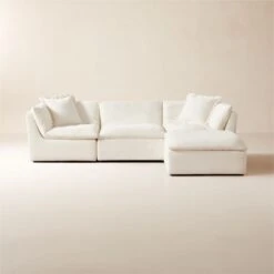 Turn 4-Piece Off-White Performance Velvet Sectional Sofa